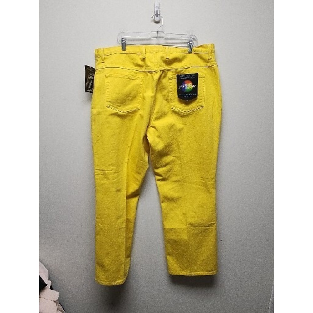 Vintage Newport News Jeanology Women's Mom Jeans Yellow Denim Reg Rise Size 22
